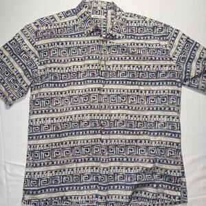 Vintage Burma Bibas Shirt Mens Large XL Multicolor Button Down Short Sleeve 90s